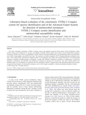 Laboratory-based evaluation of the colorimetric VITEK-2 Compact ...