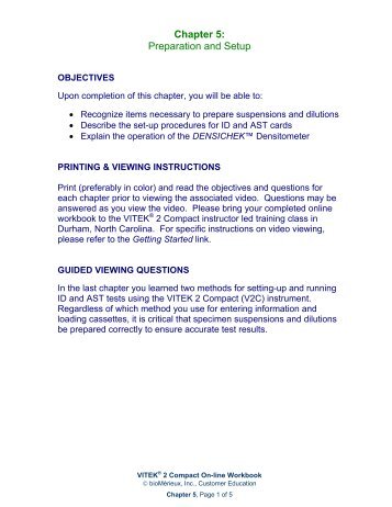 Chapter 5: Preparation and Setup - bioMerieux