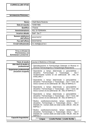 CV VITELLI MARIA REDENTA.pdf - Azienda USL di Ferrara