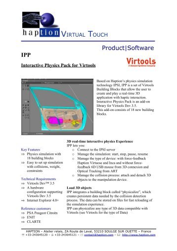 IPP Interactive Physics Pack for Virtools