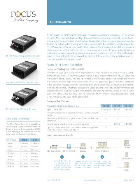 FS-H50/60/70 Focus FS-H Proxy Recorders