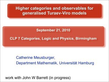 Higher categories and observables for generalised Turaev-Viro ...