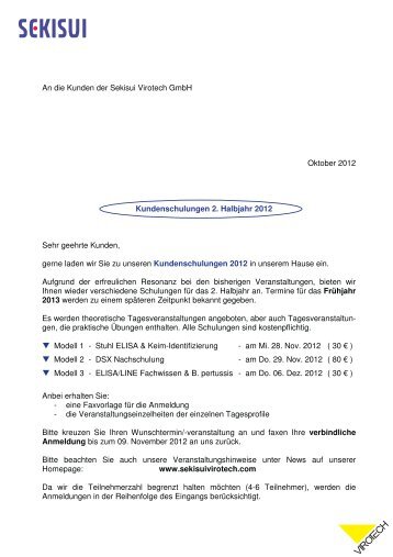 Infos & Anmeldung - Sekisui Virotech GmbH