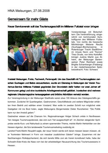 Tourismusservice Mittleres Fuldatal - Stadt Felsberg