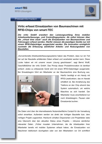 Virtic erfasst Einsatzzeiten von Baumaschinen mit RFID ... - smart-TEC