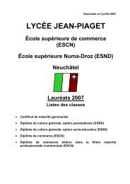 École supérieure Numa-Droz (ESND) - Lycée Jean-Piaget