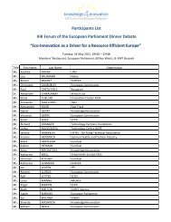 Participants List K4I Forum of the European Parliament Dinner Debate