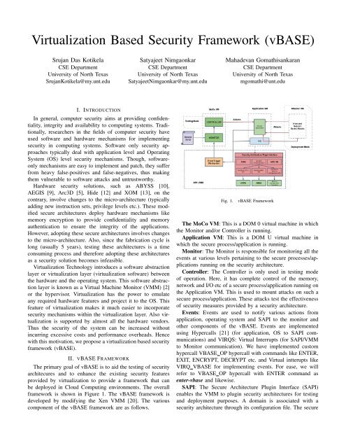 Virtualization Based Security Framework (vBASE) - Acsac