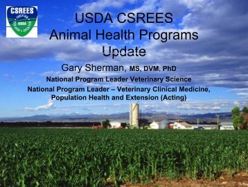 USDA CSREES Animal Health Programs Update - Federation of ...