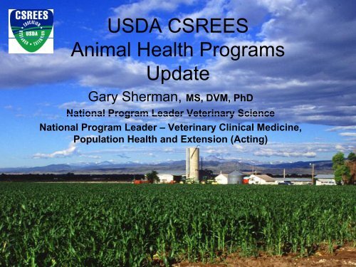 USDA CSREES Animal Health Programs Update - Federation of ...