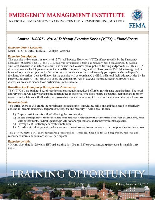 Course: V-0007 - Virtual Tabletop Exercise Series (VTTX) – Flood ...