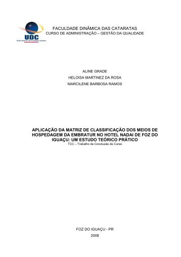 faculdade dinâmica das cataratas aplicação da matriz de ... - UDC