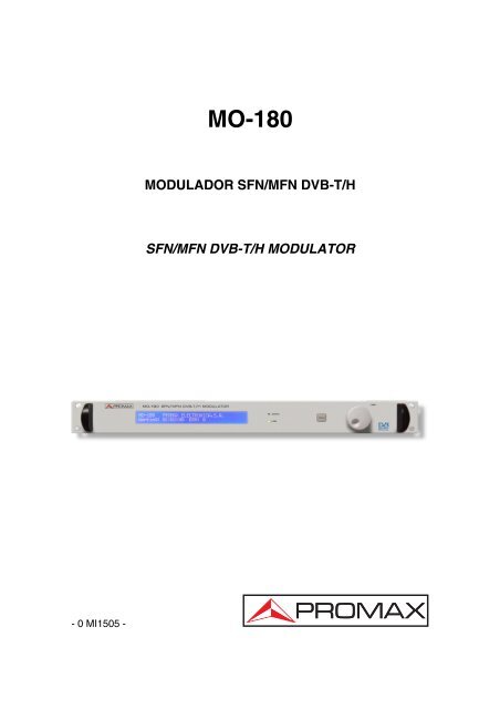 MO-180 (2 MB) Manual de instrucciones. 2008 - Promax