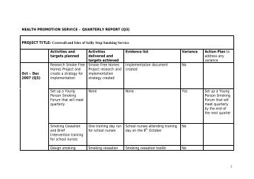 PROJECT TITLE: Cornwall and Isles of Scilly Stop Smoking Service ...