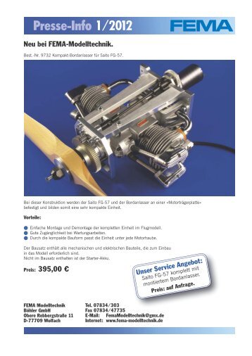 Presse-Info 1/2012 Neu bei FEMA-Modelltechnik.