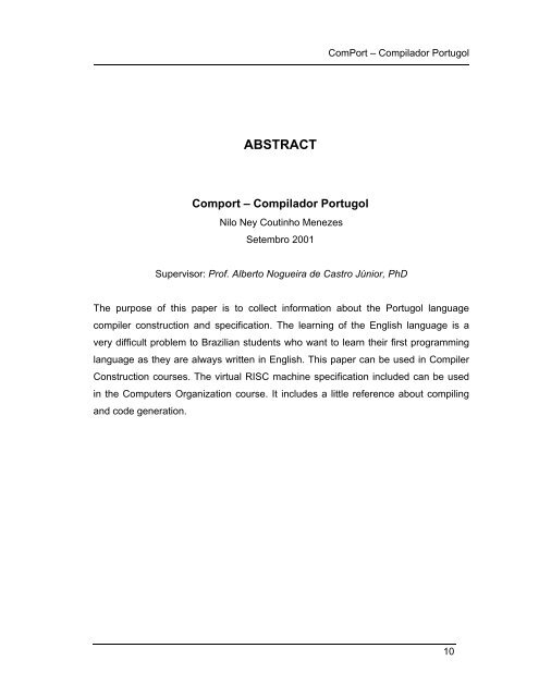 COMPORT – Compilador Portugol - Nilo Menezes