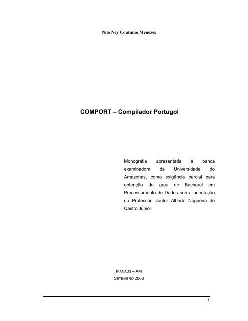 COMPORT – Compilador Portugol - Nilo Menezes