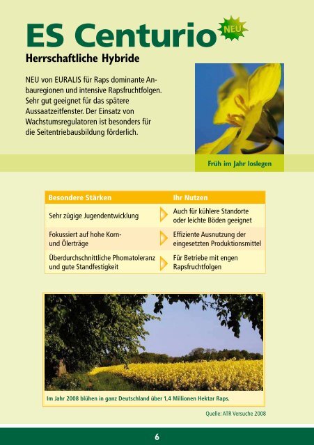 Raps-Berater 2009 - EURALIS Saaten GmbH