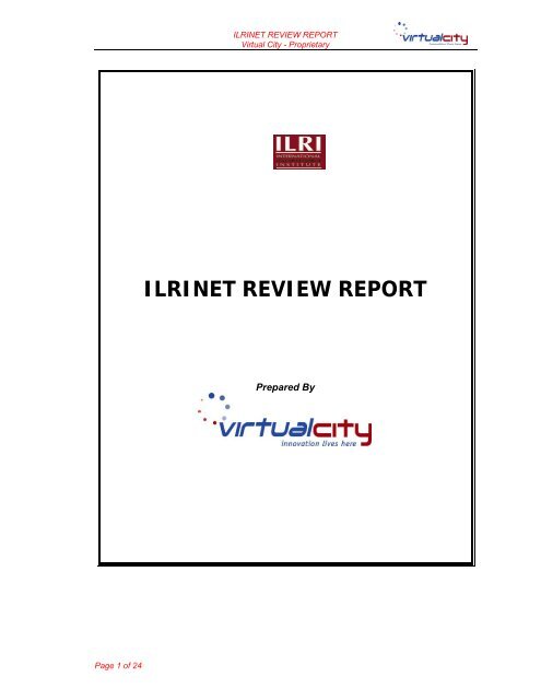 ilrinet review report - International Livestock Research Institute (ILRI)