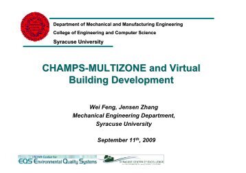 CHAMPS-MULTIZONE and Virtual Building Development