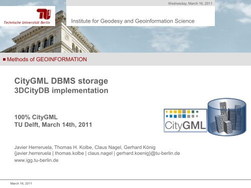CityGML DBMS storage - 3DCityDB implementation