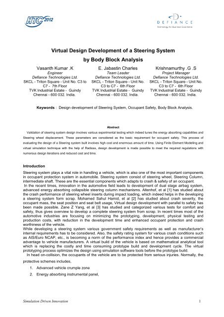 Virtual Design Development of a Steering System by