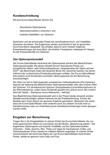 OptionMaster Kurzbeschreibung - Eurex