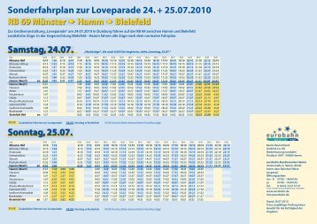 Samstag, 24.07. Sonderfahrplan zur Loveparade 24. + ... - Eurobahn