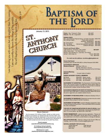 Download Current Bulletin - St. Anthony Parish (Columbus, Ohio)