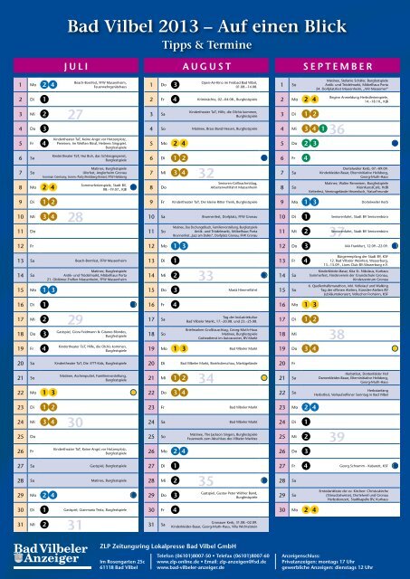 Service-Kalender Bad Vilbel 2013