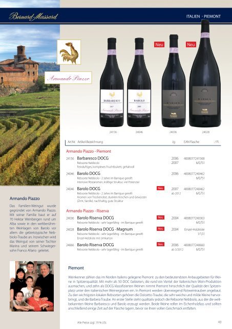 Katalog 2011/12: Italien - alle Weinregionen - Bernard-Massard
