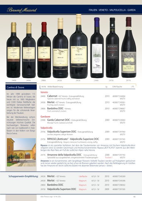 Katalog 2011/12: Italien - alle Weinregionen - Bernard-Massard