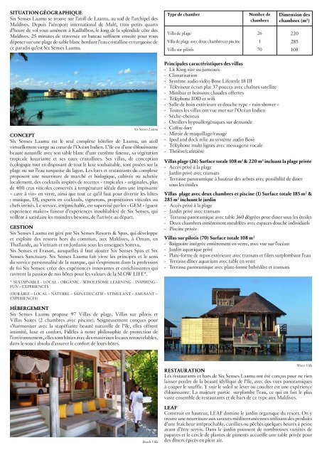 Maldives Ressourcez-vous - Six Senses Resorts & Spas