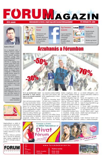 50% -70% - Fórum Debrecen bevásárlóközpont