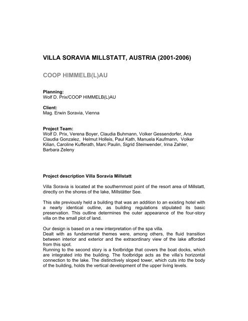 VILLA SORAVIA MILLSTATT, AUSTRIA (2001-2006) COOP ...