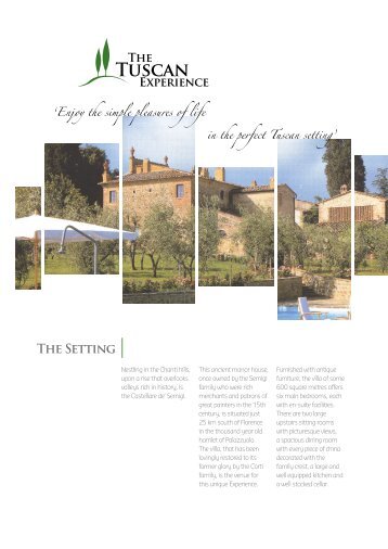 Download the 2011 Brochure - Tuscan Experience • A luxury ...