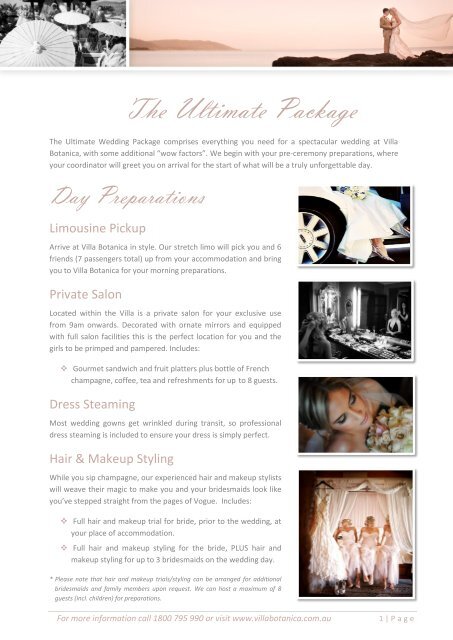 The Ultimate Package - Villa Botanica Weddings