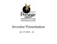 Investor Presentation Q1 FY12 - Prestige Constructions