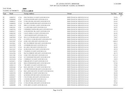 2009 CTY-BELLA VILLA - St. Louis County Department of Revenue
