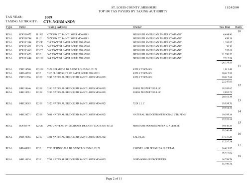 2009 CTY-BELLA VILLA - St. Louis County Department of Revenue
