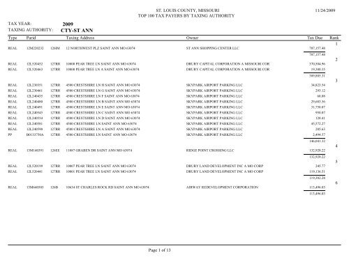 2009 CTY-BELLA VILLA - St. Louis County Department of Revenue