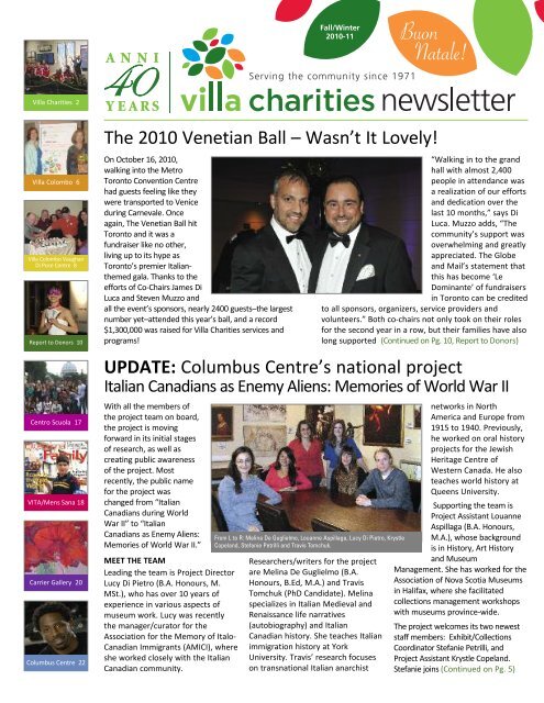 UPDATE: Columbus Centre's national project The ... - Villa Charities