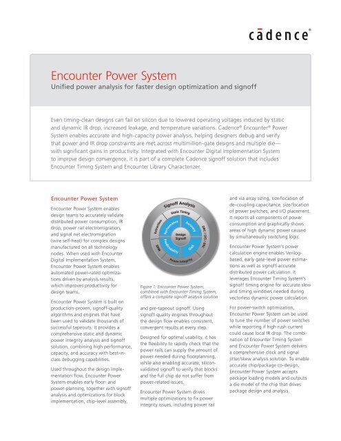 Encounter power system - cadence design systems - Europractice