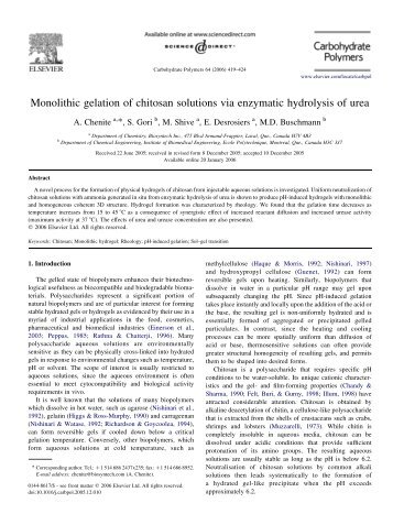 Monolithic gelation of chitosan solutions via enzymatic hydrolysis of ...