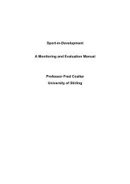 Sport in Development – A Monitoring and Evaluation Manual