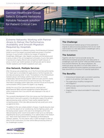 German Healthcare Group Selects Extreme Networks Reliable ...