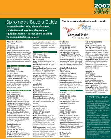 Buyers Guide - ADVANCE for Respiratory Care and Sleep Medicine ...