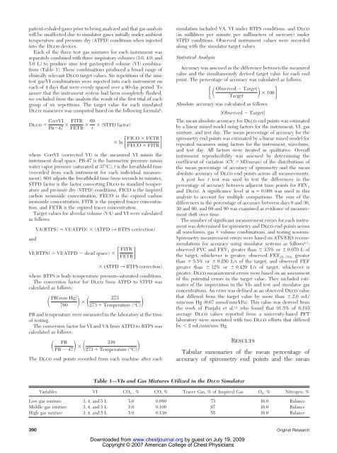 Measurements of Pulmonary Function Instrument Accuracy - ndd.ch