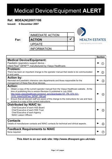 Medical Device ALERT - Department of Health, Social Services and ...