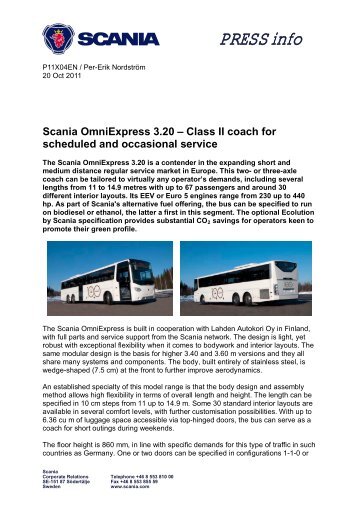 Scania OmniExpress 3.20 – Class II Coach For Scheduled